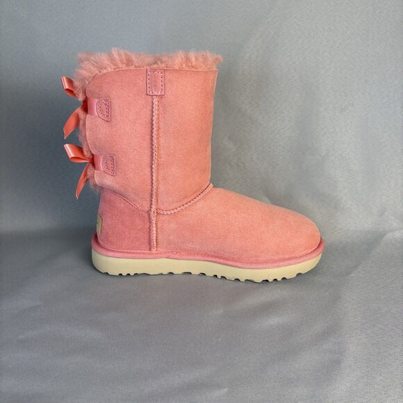 Womens UGG Boots Bailey Bow Pink LNT Sz 6 Suede Wool Coquette Festival Sold Out! - Picture 7 of 14